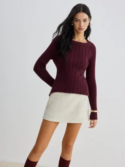 Sale Backless Slim Tie Knit Top Sweater Tops|Sweaters & Cardigans