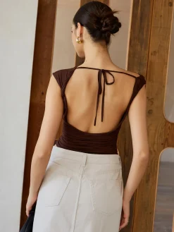 Sale Backless Tie Back T-Shirt T-shirts|Tops