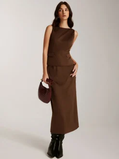 Clearance Back-Split Suede Zipper Skirt Skirts|Matching Sets
