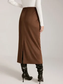 Clearance Back-Split Suede Zipper Skirt Skirts|Matching Sets