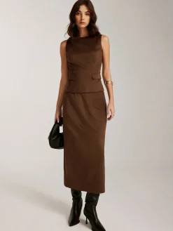 Clearance Back-Split Suede Zipper Skirt Skirts|Matching Sets