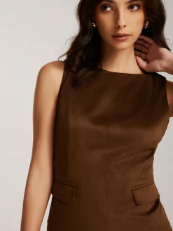 Discount Back-Zipper Suede Tank Blouse Blouses & Shirts|Tank Tops & Camis