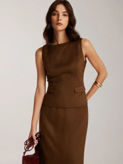 Discount Back-Zipper Suede Tank Blouse Blouses & Shirts|Tank Tops & Camis