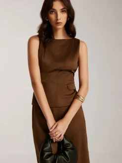Discount Back-Zipper Suede Tank Blouse Blouses & Shirts|Tank Tops & Camis