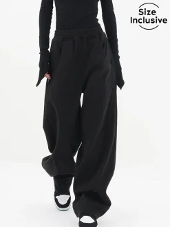 Outlet Baggy Solid Wide Leg Pants Wide Leg|Pants