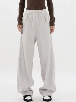 Outlet Baggy Solid Wide Leg Pants Wide Leg|Pants