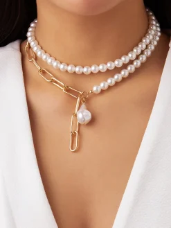 Best Baroque Pearl Beaded Chain Necklace Necklaces|Accessories