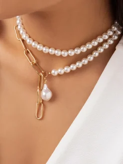 Best Baroque Pearl Beaded Chain Necklace Necklaces|Accessories