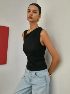 Best Basic Asymmetrical Neck Tank Top Tank Tops & Camis|Tops