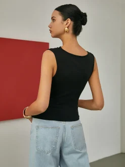 Best Basic Asymmetrical Neck Tank Top Tank Tops & Camis|Tops