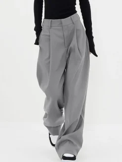 Discount Basic Baggy Wide Leg Dress Pants Wide Leg|Pants