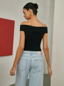 Clearance Basic Off-Shoulder Knit Top Sweater Tops|Sweaters & Cardigans