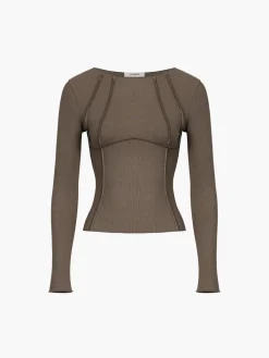 Sale Basic Piping Long Sleeve Top Sweater Tops|T-shirts