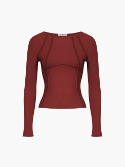 Sale Basic Piping Long Sleeve Top Sweater Tops|T-shirts