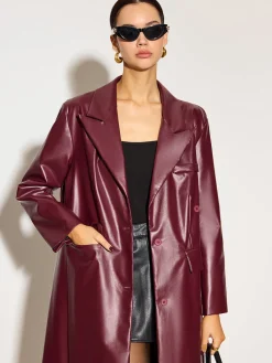 Hot Basic PU Leather Button Jacket Outerwear|Tops