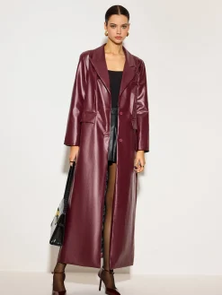 Hot Basic PU Leather Button Jacket Outerwear|Tops