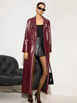 Hot Basic PU Leather Button Jacket Outerwear|Tops