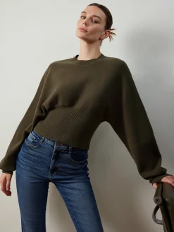 Hot Batwing Sleeve Cinched Sweater Sweater Tops|Sweaters & Cardigans