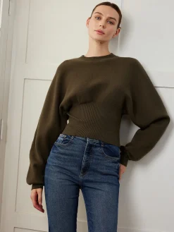 Hot Batwing Sleeve Cinched Sweater Sweater Tops|Sweaters & Cardigans