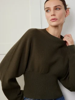 Hot Batwing Sleeve Cinched Sweater Sweater Tops|Sweaters & Cardigans