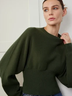 Clearance Batwing Sleeve Cinched Sweater Sweater Tops|Sweaters & Cardigans