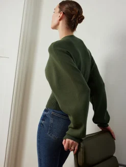 Clearance Batwing Sleeve Cinched Sweater Sweater Tops|Sweaters & Cardigans