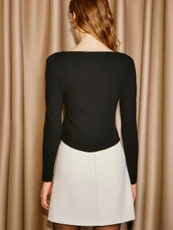Clearance Beaded Bow Pleated Slit Knit Top Knitwear|Tops