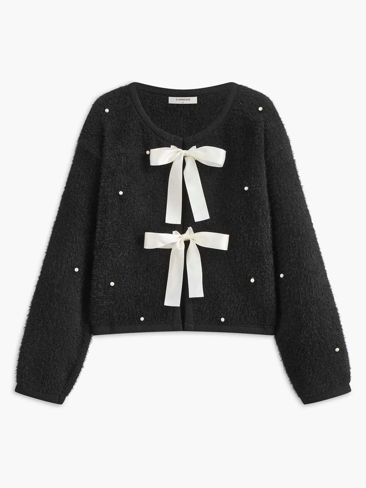 New Beaded Decor Bow Knit Top Sweater Tops|Sweaters & Cardigans