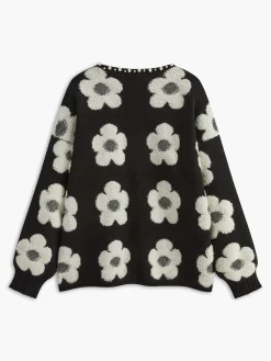 Beaded Trim Floral Cardigan Cardigans|Sweaters & Cardigans