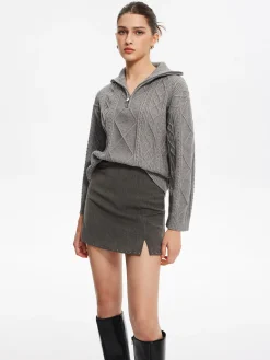 Outlet Beaded Trim Side-Zipper Mini Skirt Skirts|Bottoms