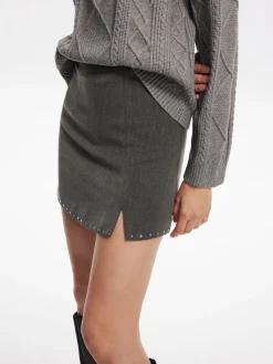 Outlet Beaded Trim Side-Zipper Mini Skirt Skirts|Bottoms