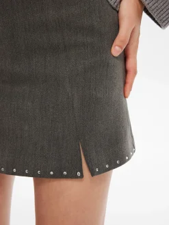 Outlet Beaded Trim Side-Zipper Mini Skirt Skirts|Bottoms
