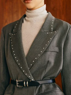 Discount Beaded-Decor Blazer Without Belt Outerwear|Blazers