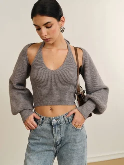 Outlet Bee Sleeve Halter Sweater Co-ords Sweater Tops|Sweaters & Cardigans