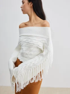 New Beheme Off-Shoulder Tassel Sweater Sweater Tops|Sweaters & Cardigans
