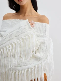 New Beheme Off-Shoulder Tassel Sweater Sweater Tops|Sweaters & Cardigans
