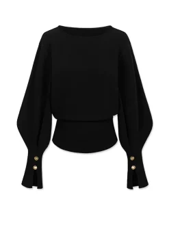 Clearance Bell Sleeve Cinched Sweatshirt Sweatshirts & Hoodies|Tops