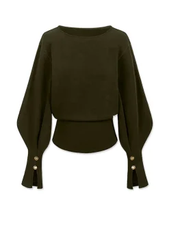 Clearance Bell Sleeve Cinched Sweatshirt Sweatshirts & Hoodies|Tops