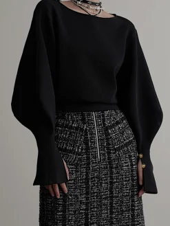 Clearance Bell Sleeve Cinched Sweatshirt Sweatshirts & Hoodies|Tops