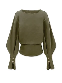 Bell Sleeve Cinched Sweatshirt Sweatshirts & Hoodies|Tops