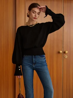 Bell Sleeve Cinched Sweatshirt Sweatshirts & Hoodies|Tops