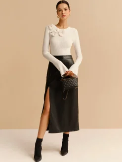 Bell Sleeve Floral Knit Top Knitwear|Tops
