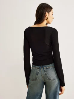 Discount Bell Sleeve Side Button Jersey Top T-shirts|Tops