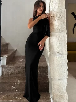 Hot Beloved Knotted Sleeveless Long Dress Black Dresses|Casual Dresses
