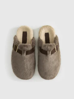 Outlet Belt-Design Furry Mule Slippers Shoes|Accessories