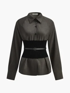 Discount Belted Corset Polo Shirt Corset Tops|Blouses & Shirts