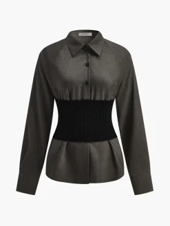 Discount Belted Corset Polo Shirt Corset Tops|Blouses & Shirts