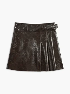 Sale Belted Faux Leather Textured Skirt Skirts|Bottoms