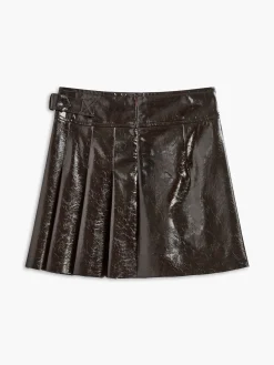 Sale Belted Faux Leather Textured Skirt Skirts|Bottoms