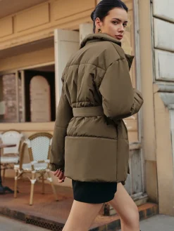 New Belted Lapel Cozy Winter Coat Outerwear|Coats